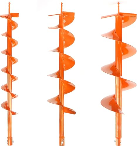NEOTEC 3 Pack Auger Post Hole Digger Drill Bits, 4, 6, 8 Inches Garden Tools Petrol Drill Borer for Garden Law