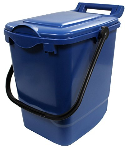 Large Compost Caddy - Blue - 23 Litre Plastic Kerbside Bin for Food Waste Recycling with Composting Guide (Available in Sets with Smaller Kitchen Caddies) (23L)