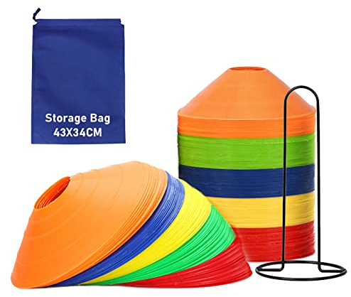 SHUIBIAN Fussball Hütchen Markierhauben Disc Kegel Agility Trainingskegel Fussball trainingszubehör(Satz von 50，Gemischte Farbe)