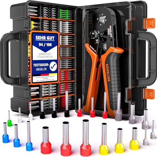 SOMELINE Ferrule Crimping Tool, Ratchet Pliers for AWG23-7 with 23 Sizes Wire End Ferrule Terminals, Quadrilateral Wire Crimp Pliers with Crimp Connectors