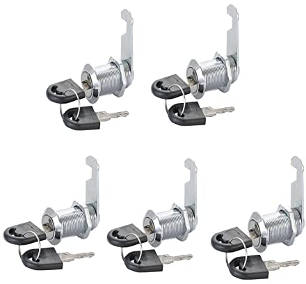 5 Pièces Verrou de Porte pour Armoire, Serrure Boite aux Lettres avec 10 Clés,pour Armoire de Placard, Armoire, Porte de Tiroir de Boîte aux Lettres, Etc.