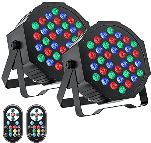 U`King LED Par Lights DJ Stage Light Corded RGB 36 LED with Sound Activated Control DJ Uplighting for Wedding Party Club Christmas Stage Lighting (2 Packs)