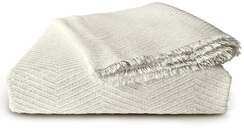 DALINA Colcha Multiusos Sofa,Manta Foulard,Plaid para Cama,Cubresofa Cubrecama,Comoda Practica y Suave. Poliester Algodón con Bordaje de Ondulado Beige 180X260CM