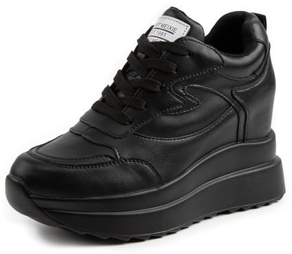 AONEGOLD Sneakers Zeppa Interna Donna Scarpe da Ginnastica Moda Pelle Alte Piattaforma Sportive Casual Scarpe Zeppa Interna con Tacco 10 cm