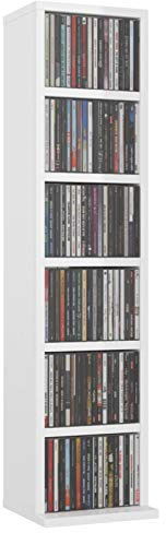 Gecheer CD-skåp CD-torn, DVD-förvaringsskåp med 6 fack, CD- och DVD-hylla för vardagsrum, sovrum, kontor, 21 x 20 x 88 cm