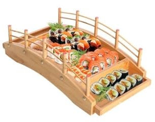 CioNeL Barco de sushi Arch Bridge, bandeja de madera for servir sushi, plato de barco de sushi sashimi japonés, bandeja for servir puente de sushi for el hogar, restaurante, bar(S)