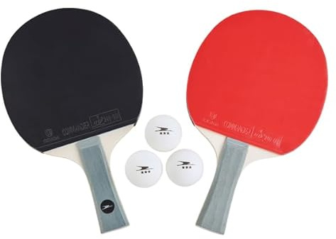 Crane Premium bordtennis-set bestående av 2 ITTF-testade nanobelägg racket N80, 3 bordtennisbollar, bra bollkontoll med hög spin och hastighetsvärden (grått handtag)
