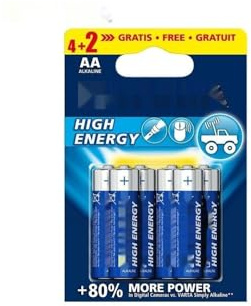 Alkaliska batterier med lång livslängd AA - LR06 (6 stycken) idealiska för krävande enheter. Ger tillförlitlighet och tålighet. Mått: Ø14,5 x 50,5 mm varaktig energi.