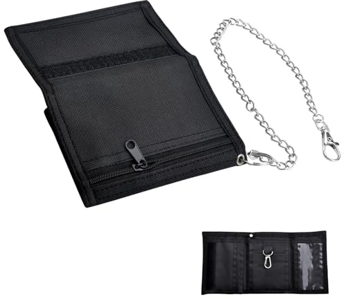ZPLASK Boys Wallet - Velcro Wallet with Chain Money Clip for Travel, Sports, Small, Slim Wallets for Teenagers, Men (Black)