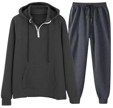 Fleece-Sweatanzüge für Herren, Sweatsuits für Herren, Geschenk, Herbst und Winter, einfarbig, Reißverschluss, Ausschnitt, Kapuzenpullover, Sweatshirt, lässige Sweathose, Sportbekleidung, Wollmischung,