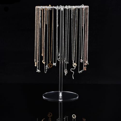 GIEEU Necklace Display Stand, Acrylic Clear Necklace Stand Holder,Hanging Jewellery Organiser for Necklaces Pendant Earrings Rings Bracelets