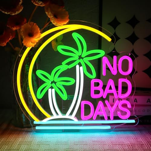 OYCGZV No Bad Days Neon Schild Palme Led Neon Schild Wand Bier Bar Neon Sign Mond Led Schild für Schlafzimmer Kaffee Cafe Club Store Home Pub Mann Höhle Sommer Strand Party Dekorationen