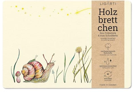 Ligarti® Frühstücksbrettchen aus Holz | Nachhaltiges Frühstücksbrett 22x15 cm, ideal für köstliche Frühstücksmomente | Hergestellt in Schweden, spülmaschinenfest