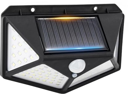 GRIFEMA Solar Security Lights with Motion Sensor | 100 LEDs, 3 Modes, 270 Degree Wide Angle, IP65, 800mAh Battery, Waterproof Solar Wall Lights for Outdoor Garden
