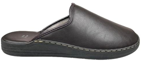 VIRGO FIRENZE Pantofole Uomo in Vera Pelle Eleganti - Ciabatte Invernali Made in Italy - Suola Antiscivolo, Calde e Comode - Qualità Artigianale Italiana, Moro, 41