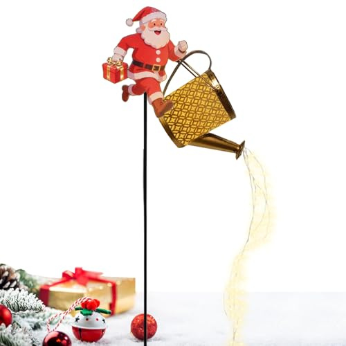 Generico Christmas Outdoors – Santa Claus with Waterproof Jug | Decorative Watering Can – for Backyard Porch Path, Flowerbed, Landscape, Party Decorations