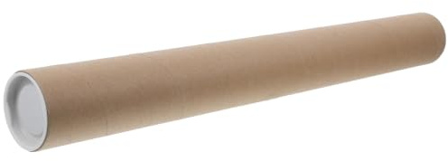 Healvian Cardboard Mailing Tube with Cap for Shipping and Storage, Kraft Poster Tube Protective Packaging for Posters, Paintings, Documents, Sturdy Scroll Storage Solution for Art