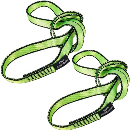 LETTO & TAILOR Klätterslinga, 2-pack 22 KN | Bandslingor, klättring, 19 mm | CE-certifierad – grön, 60 cm