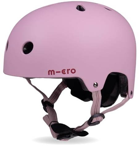 Micro Scooter | Bike/Scooter Deluxe Kids Helmet | Kids Bike Accessories | LED Rear Light | Protective Chin Strap | Inner Padding | Adjustable Strap & Sizing Wheel | Small (48-54cm) | Rose Pink