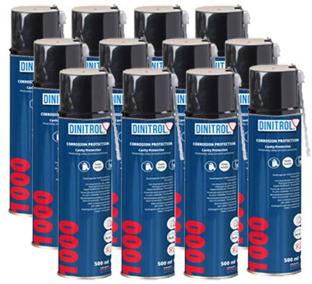 12 x Dinitrol 1000 clair cavité Cire 500 ml Aérosol