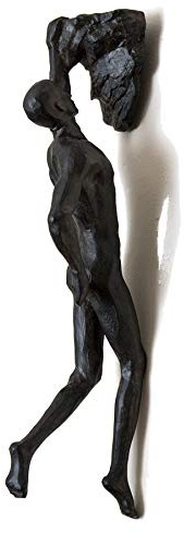 Haute Collage 1x Large Bronze One Handed Rock Climbing Hanging Ornaments Figure Wallhanging Figurines Abseiling Ornament Sculpture Wall Art Resin Man Single Handed 3d Wall Art