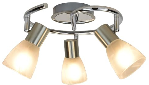 Depuley E14 Deckenleuchte 3 Flammig Wohnzimmer, Muster Dcekenstrahler Wandspot Schwenkbar 3 * 5W Fassung, 3000k Warmweiß, Glas Lampenschirm, Multi-Winkel für Schlafzimmer Esszimmer Büro Flur Balkon