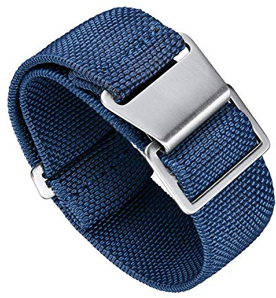 BINLUN Elastic Nylon Watch Band Navy Divers Parachute Fabric Replacement Hook-and-Loop Watch Strap 18/20/22mm(Blue,20mm)