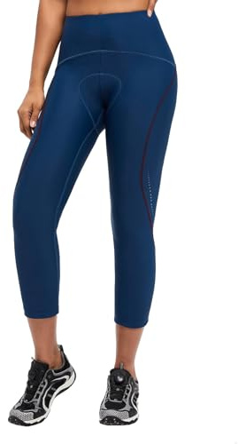 baleaf Women's 4D Padded Cycling Pants Capris Pockets UPF 50+ Blue M