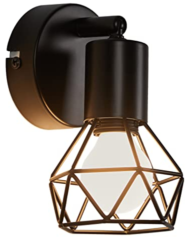 FORCOSO Deckenspots Schwarz - Vintage Deckenstrahler E14, 350° Verstellbare Wandstrahler 1 Flammig max. 40 Watt, Wandleuchte Innen für Wohnzimmer Schlafzimmer Büro Küche Flur - Ohne Leuchtmittel