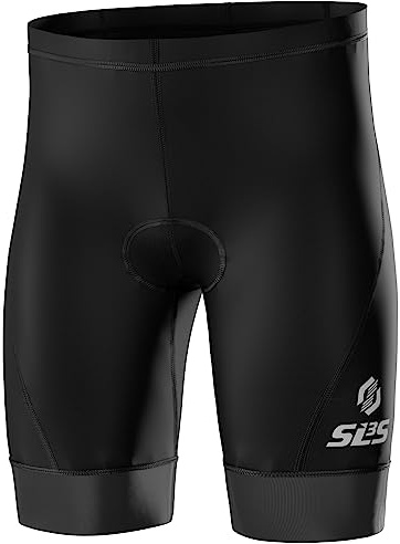 SLS3 Triathlon Shorts Men - Premium FX Mens Tri Shorts - 2 Pocket, Padded, Medium Compression (Black Edge, Large)