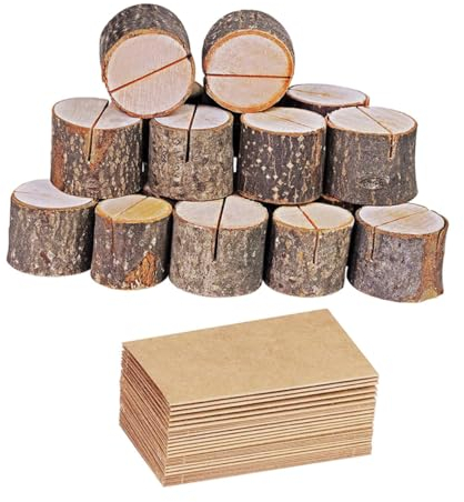 SHINEOFI 35 Sätze Nummernclip für die Hochzeitsfeier Zettelhalter mit Karte deko Holzrinde Memo Menüclip für Restaurant einfach Ornamente Notizordner Memorandum Protokoll