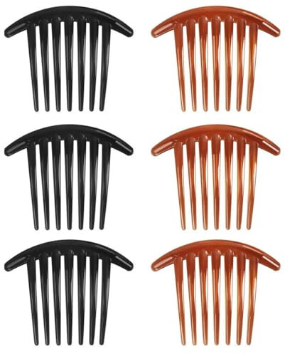 XENQITO 6 Pcs- Pettinino per capelli con 7 Denti, Pettine Francese Fermagli per Capelli, per le Donne Ragazze Pettini Forcine Capelli Accessori Capelli per le Donne Ragazze Nero,Marrone