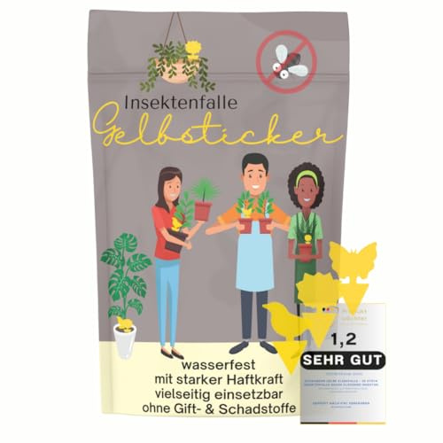 Schaumex® Gult klistermärke självhäftande fälla – 30 stycken insektsfälla mot flygande insekter, myggor och fruktflugor – stark vidhäftning, väderbeständig och giftfri – perfekt för växter, trädgård