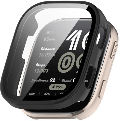 Chofit Fodral kompatibla med Amazfit Bip 6 skärmskydd, PC-skyddsfodral med HD-härdat glasfilm, allroundskydd, klocktillbehör för Bip6 (matt svart)