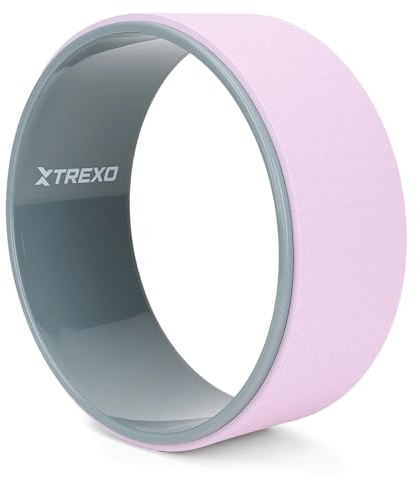 TREXO Yoga hjul miljövänligt i lila med en diameter på 32 cm och en bredd på 13 cm tillverkad av TPE och PP halkfri yta perfekt för alla.
