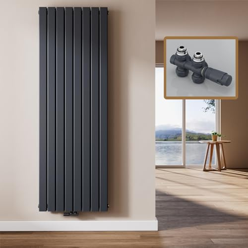 EMKE Radiador, 180 x 62 cm, Antracita, Panel Doble(Incluye válvulas)