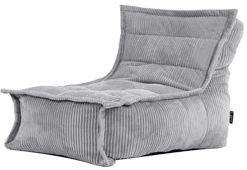 Icon Dolce Pouf Enfant, Fauteuil Velours Côtelé, Pouf Poire avec Remplissage, Chaise Enfant, Fauteuil Chambre, Meuble Chambre, Meuble Salon, Gris