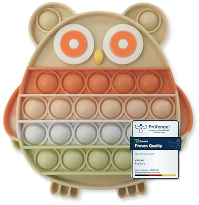 Pop On It Leksak i Pastellfärger | Vattentåliga Bubble Fidget Toys för Barn | Sensorisk Leksak av Högkvalitativt Silikon (Uggla - BPA-fri)