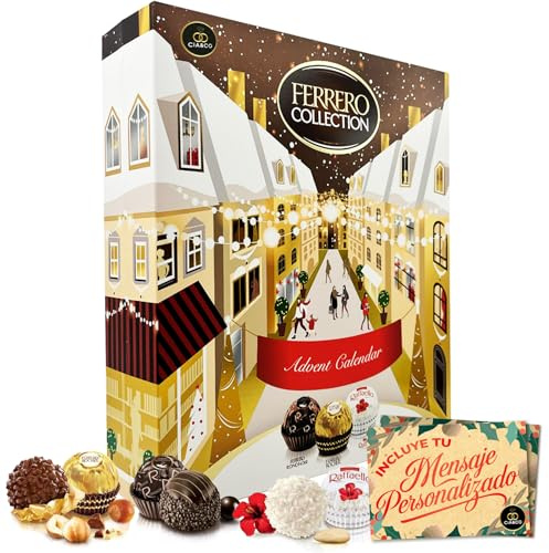 Calendrier de l’Avent Ferrero Collection 2025 · 24 Chocolats Gourmets Rocher, Rondnoir et Raffaello · Format Livre 271 g · Carte Personnalisable Cia&Co · Coffret de Noël Premium et Élégant