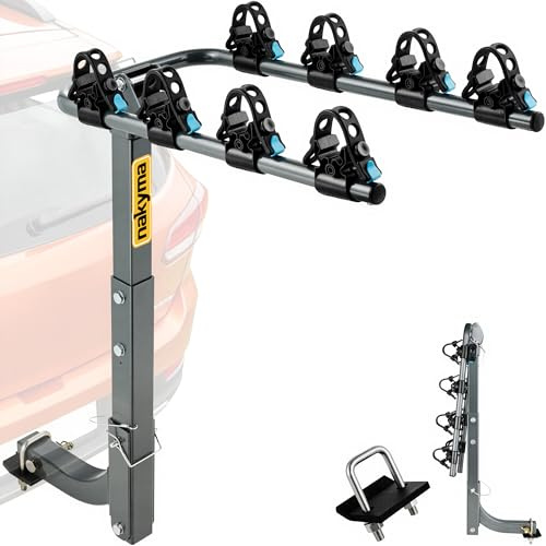 4 Bike Rack Hitch Mount(Max 240lbs), Bike Rack for Car Made with Thickened High-Strength SPCC Steel, Anti-Wobble Design, Bike Bicycle Carrier for Car, SUV, Truck 2” Receiver