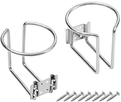 VOSAREA 2 Stück Auto Becherhalter, Getränkehalter Edelstahl Boot Auto Getränkehalter Ring, Universal Boot Auto Getränkehalter Hardware Becherhalter Ring mit Schrauben für Marine Yacht Truck RV