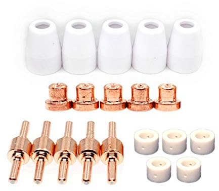 Plasma Cutter Torch Electrode 18205 Tip Kit for Dirty Pro Tools Professional 220V 50 Amp Swirl Ring Shield Cap 20pcs