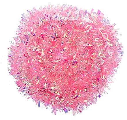VEYLIN 6 M/19.7FT Xmas Decoration Tinsel Pink/Baby Pink Tinsel for Christmas Home Decoration