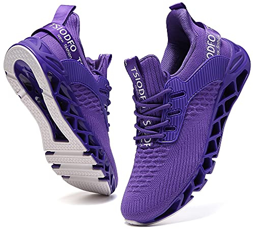 Ezkrwxn Herren-Laufschuhe, rutschfest, athletisch, Tennis, Walking, modische Sneaker, violett, 45 EU
