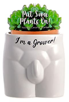 Boxer Gifts Grower Novelty Body Shaped Plant Pot | Funny Rude Home Décor Gift, Ceramic, White,Black, One Size