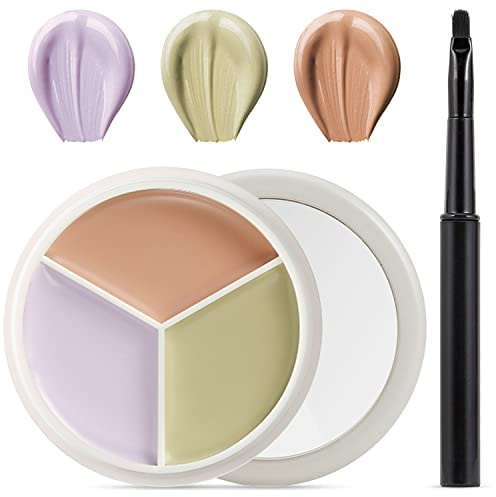 Erinde 3 Farben Concealer Contour Palette, Creme Concealer, Contour and Brighten 3 in 1, Custom Blend Korrigiert & Kaschiert Augenringe, Hautunreinheiten, Wasserfeste Langanhaltende