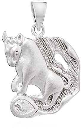 NKlaus Colgante de cadena signo zodiacal Tauro plata 925 circonita mate blanco horóscopo zodiacal 14146, Plata de ley