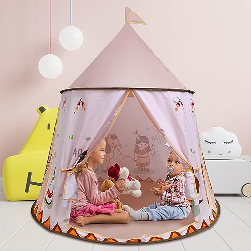 zerotop Tienda de Campaña Infantil, Carpa Infantil Plegable, Casa de Juegos para Interiores y Exteriores, Pop-up Portátil, Tienda con Bolsa de Transporte para Juguetes Regalo Niña 2 3 4 5 6 7 8 Años