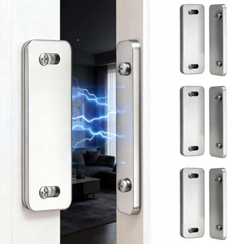 Ultra Thin Cabinet Magnets Door Catch, Adhesive Drawer Latch,Cabinet Magnetic Catch for Kitchen,Closet Door,Cupboard Wardrobe,Sliding Closure,No-Gap Design (White 4PCS)