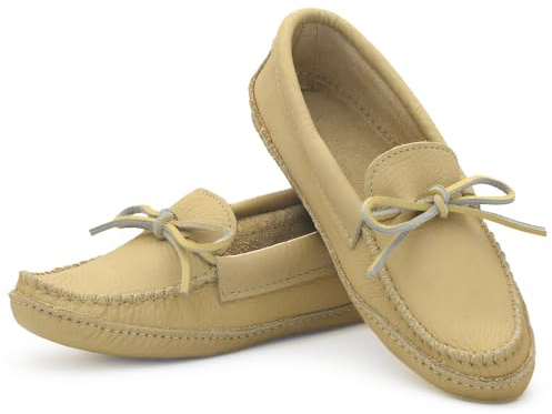 Laurentian Chief Moccasin Slippers for Men with Canada Quality Genuine Cowhide Leather, Single Lacing, Durable Comfortable Stylish Shoes for House Indoor